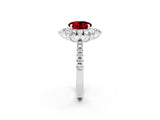 White gold Round Cut Cut Diamond Floral Halo Pave Band with Prong Setting_2