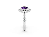 White gold Round Cut Cut Diamond Floral Halo Pave Band with Prong Setting_2