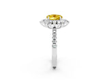 White gold Round Cut Cut Diamond Floral Halo Pave Band with Prong Setting_2