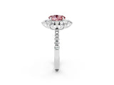 White gold Round Cut Cut Diamond Floral Halo Pave Band with Prong Setting_2