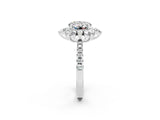 White gold Round Cut Cut Diamond Floral Halo Pave Band with Prong Setting_2