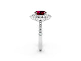 White gold Round Cut Cut Diamond Floral Halo Pave Band with Prong Setting_2