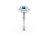 White gold Round Cut Cut Diamond Floral Halo Pave Band with Prong Setting_2