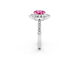 White gold Round Cut Cut Diamond Floral Halo Pave Band with Prong Setting_2