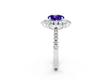 White gold Round Cut Cut Diamond Floral Halo Pave Band with Prong Setting_2