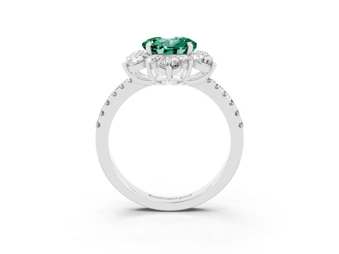 White gold Round Cut Cut Diamond Floral Halo Pave Band with Prong Setting_3