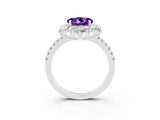 White gold Round Cut Cut Diamond Floral Halo Pave Band with Prong Setting_3