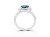 White gold Round Cut Cut Diamond Floral Halo Pave Band with Prong Setting_3