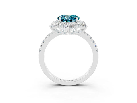 White gold Round Cut Cut Diamond Floral Halo Pave Band with Prong Setting_3