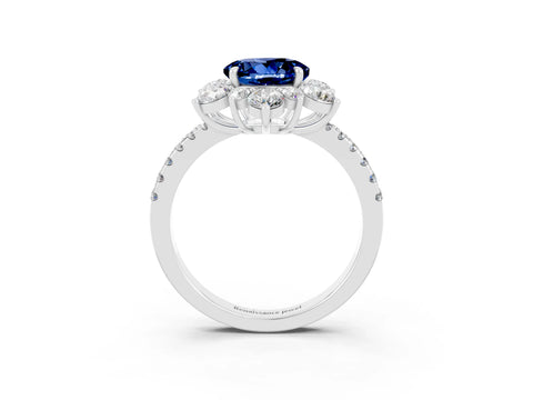 White gold Round Cut Cut Diamond Floral Halo Pave Band with Prong Setting_3