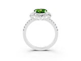 White gold Round Cut Cut Diamond Floral Halo Pave Band with Prong Setting_3