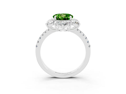 White gold Round Cut Cut Diamond Floral Halo Pave Band with Prong Setting_3