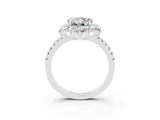 White gold Round Cut Cut Diamond Floral Halo Pave Band with Prong Setting_3