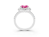 White gold Round Cut Cut Diamond Floral Halo Pave Band with Prong Setting_3