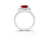 White gold Round Cut Cut Diamond Floral Halo Pave Band with Prong Setting_3