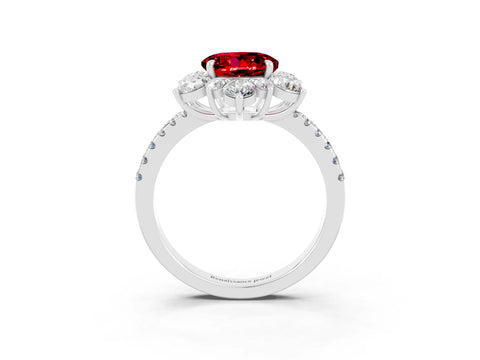 White gold Round Cut Cut Diamond Floral Halo Pave Band with Prong Setting_3