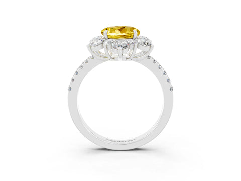 White gold Round Cut Cut Diamond Floral Halo Pave Band with Prong Setting_3
