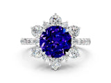 White gold Round Cut Cut Diamond Floral Halo Pave Band with Prong Setting