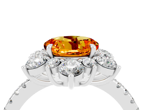 White gold Round Cut Cut Diamond Floral Halo Pave Band with Prong Setting_4