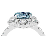 White gold Round Cut Cut Diamond Floral Halo Pave Band with Prong Setting_4