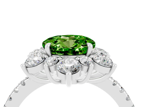 White gold Round Cut Cut Diamond Floral Halo Pave Band with Prong Setting_4