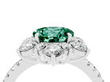 White gold Round Cut Cut Diamond Floral Halo Pave Band with Prong Setting_4