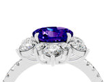 White gold Round Cut Cut Diamond Floral Halo Pave Band with Prong Setting_4