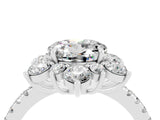 White gold Round Cut Cut Diamond Floral Halo Pave Band with Prong Setting_4