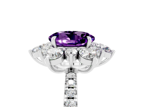 White gold Round Cut Cut Diamond Floral Halo Pave Band with Prong Setting_5