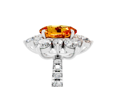 White gold Round Cut Cut Diamond Floral Halo Pave Band with Prong Setting_5