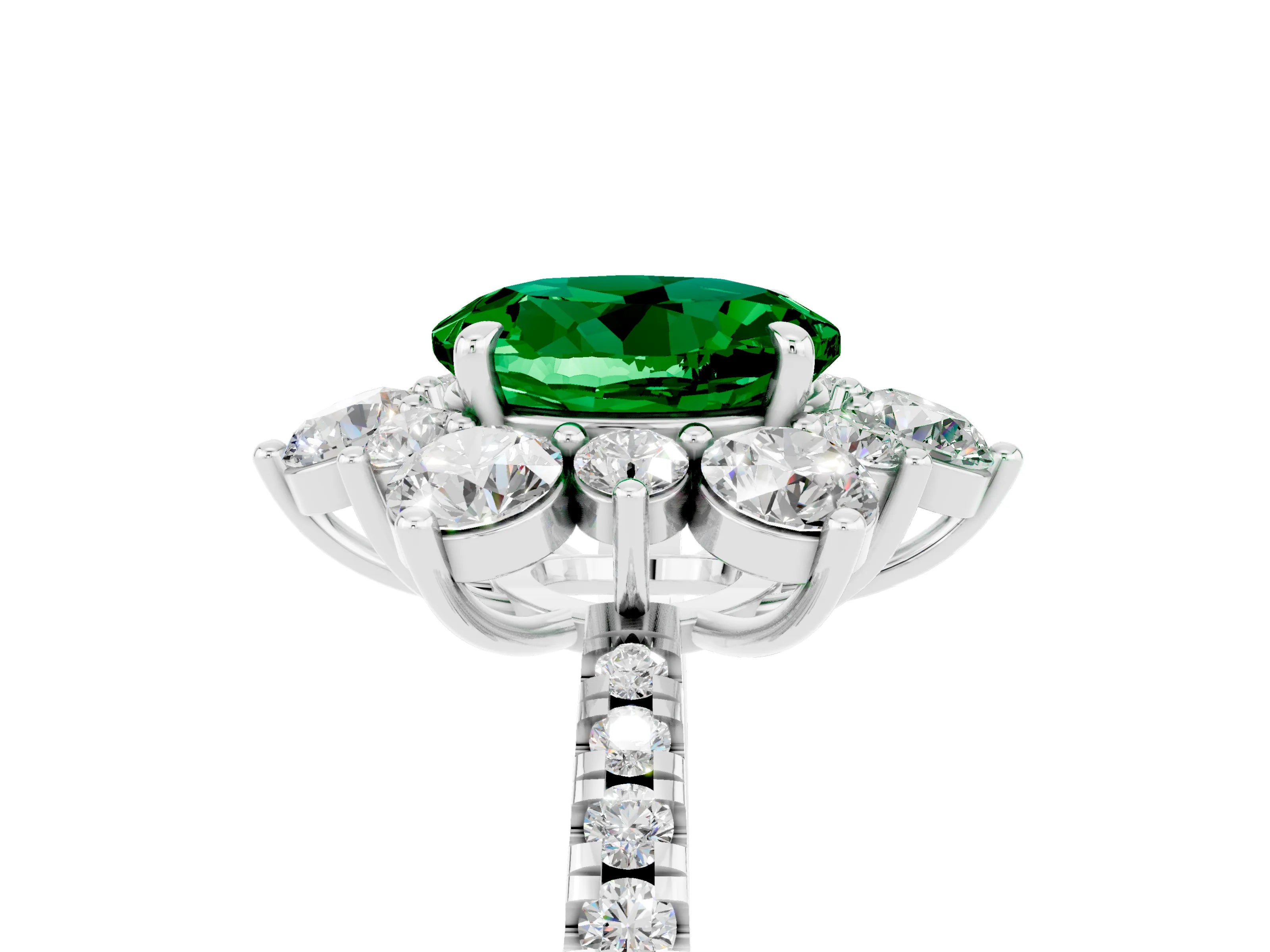 White gold Round Cut Cut Diamond Floral Halo Pave Band with Prong Setting_5