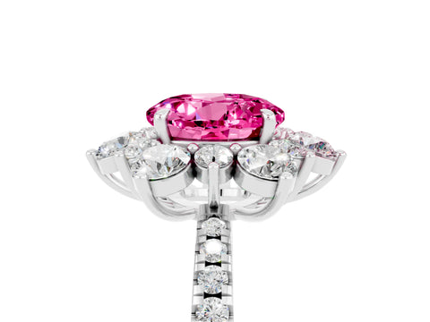 White gold Round Cut Cut Diamond Floral Halo Pave Band with Prong Setting_5
