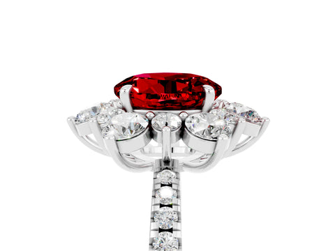 White gold Round Cut Cut Diamond Floral Halo Pave Band with Prong Setting_5