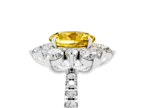 White gold Round Cut Cut Diamond Floral Halo Pave Band with Prong Setting_5