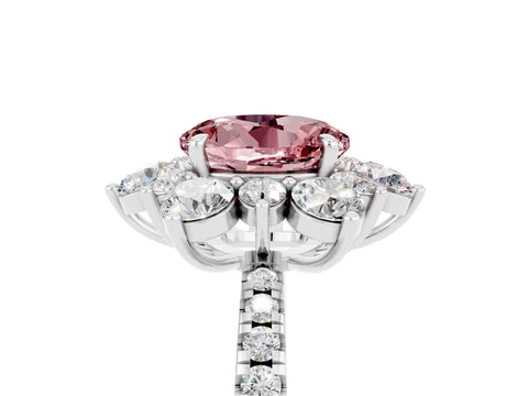 White gold Round Cut Cut Diamond Floral Halo Pave Band with Prong Setting_5