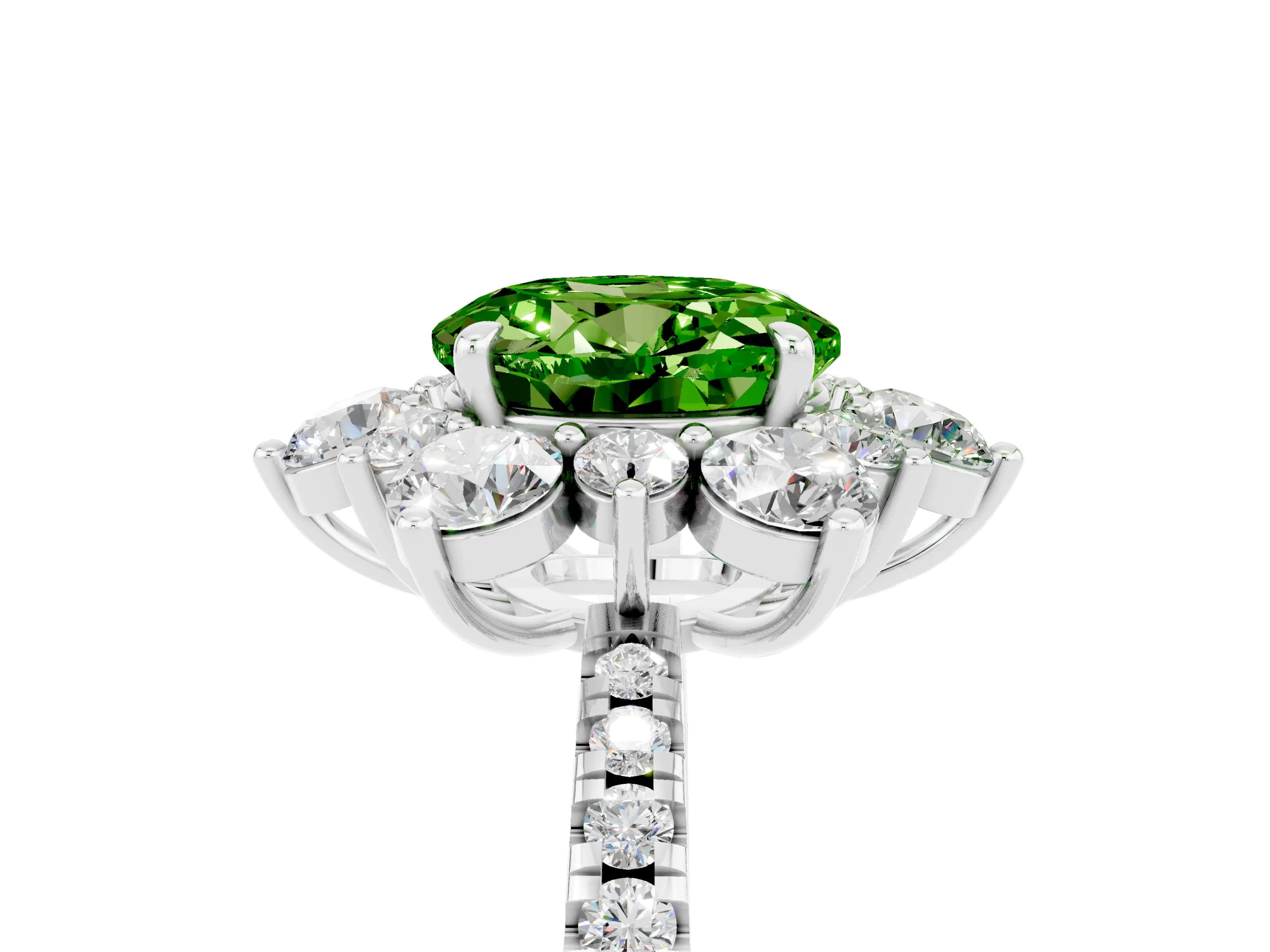 White gold Round Cut Cut Diamond Floral Halo Pave Band with Prong Setting_5