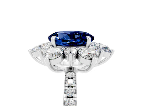 White gold Round Cut Cut Diamond Floral Halo Pave Band with Prong Setting_5