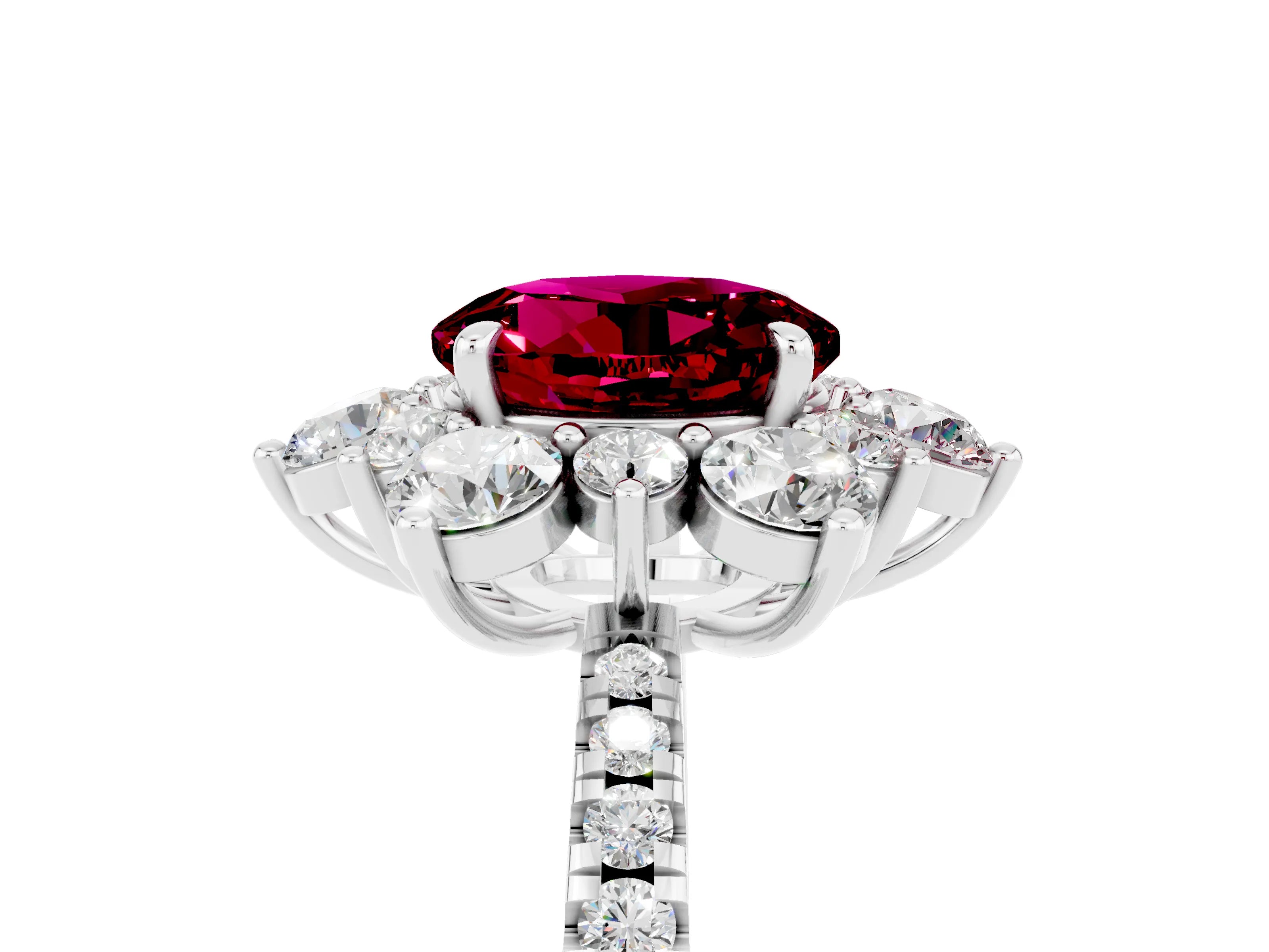 White gold Round Cut Cut Diamond Floral Halo Pave Band with Prong Setting_5