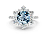 White gold Round Cut Cut Diamond Floral Halo Pave Band with Prong Setting