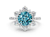 White gold Round Cut Cut Diamond Floral Halo Pave Band with Prong Setting