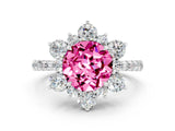 White gold Round Cut Cut Diamond Floral Halo Pave Band with Prong Setting