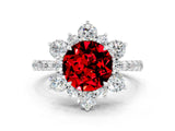 White gold Round Cut Cut Diamond Floral Halo Pave Band with Prong Setting