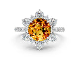 White gold Round Cut Cut Diamond Floral Halo Pave Band with Prong Setting
