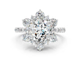 White gold Round Cut Cut Diamond Floral Halo Pave Band with Prong Setting