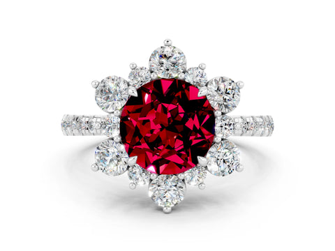 White gold Round Cut Cut Diamond Floral Halo Pave Band with Prong Setting
