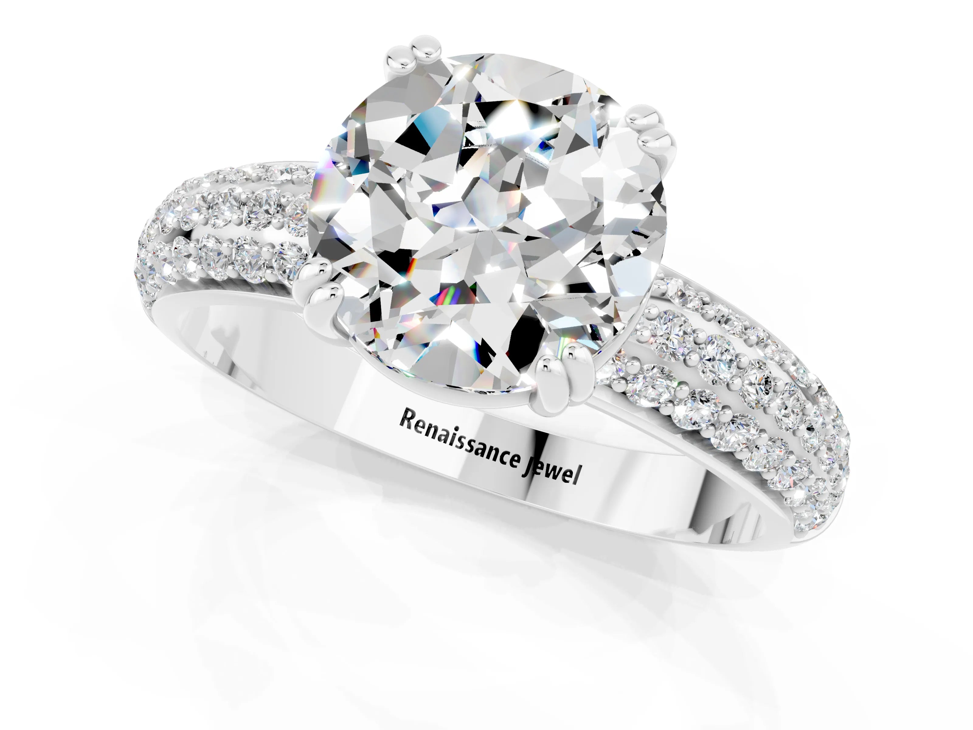 White gold Round Cut Cut Diamond Milgrain Marquise Band with Prong Setting_1