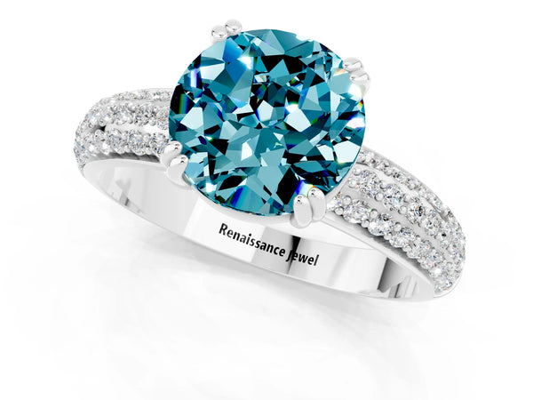 White gold Round Cut Cut Diamond Milgrain Marquise Band with Prong Setting