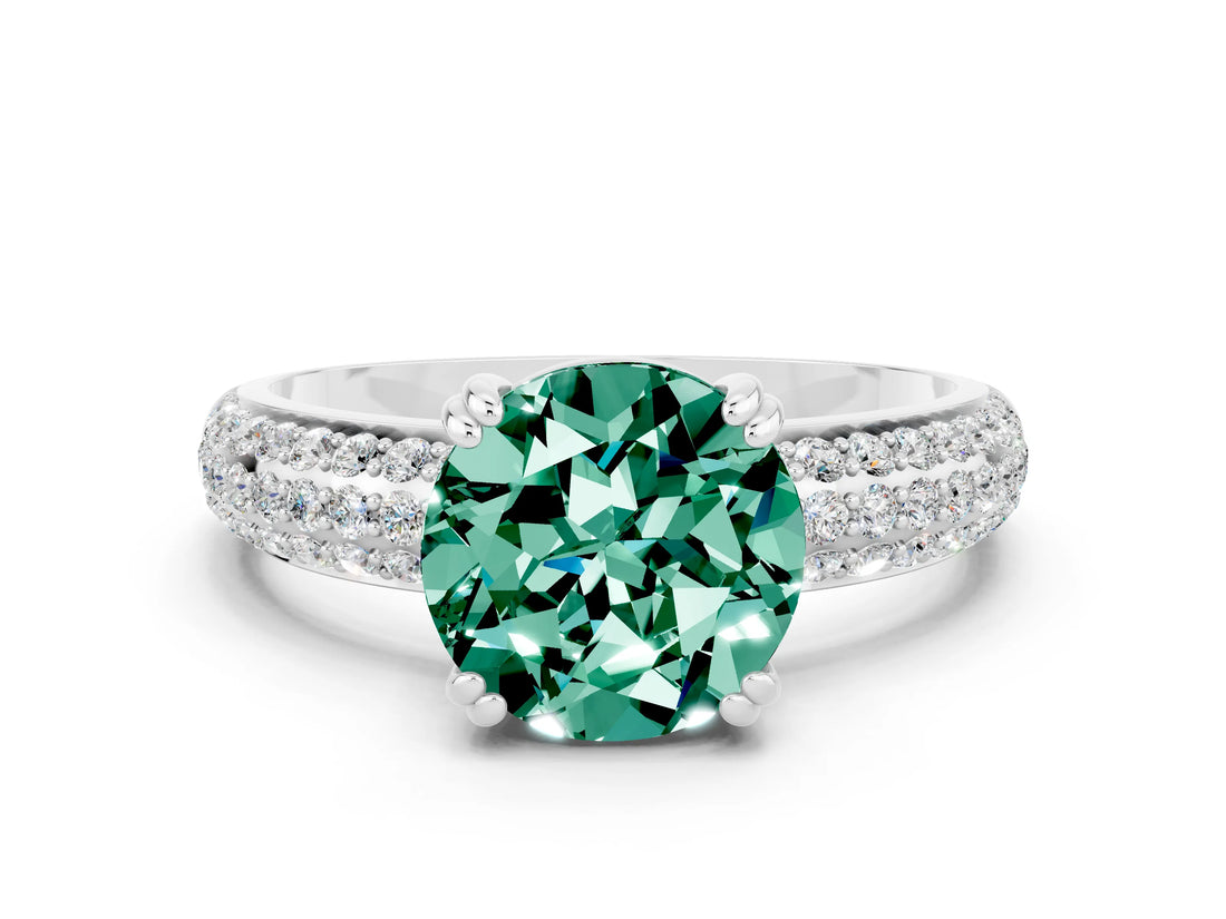 White gold Round Cut Cut Diamond Milgrain Marquise Band with Prong Setting