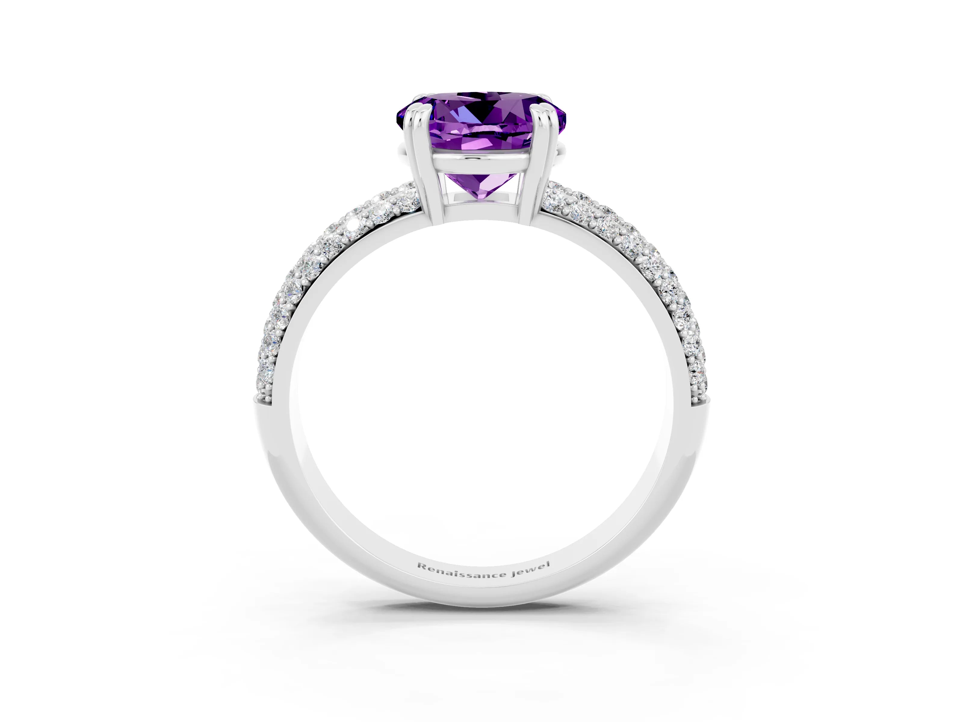 White gold Round Cut Cut Diamond Milgrain Marquise Band with Prong Setting_3