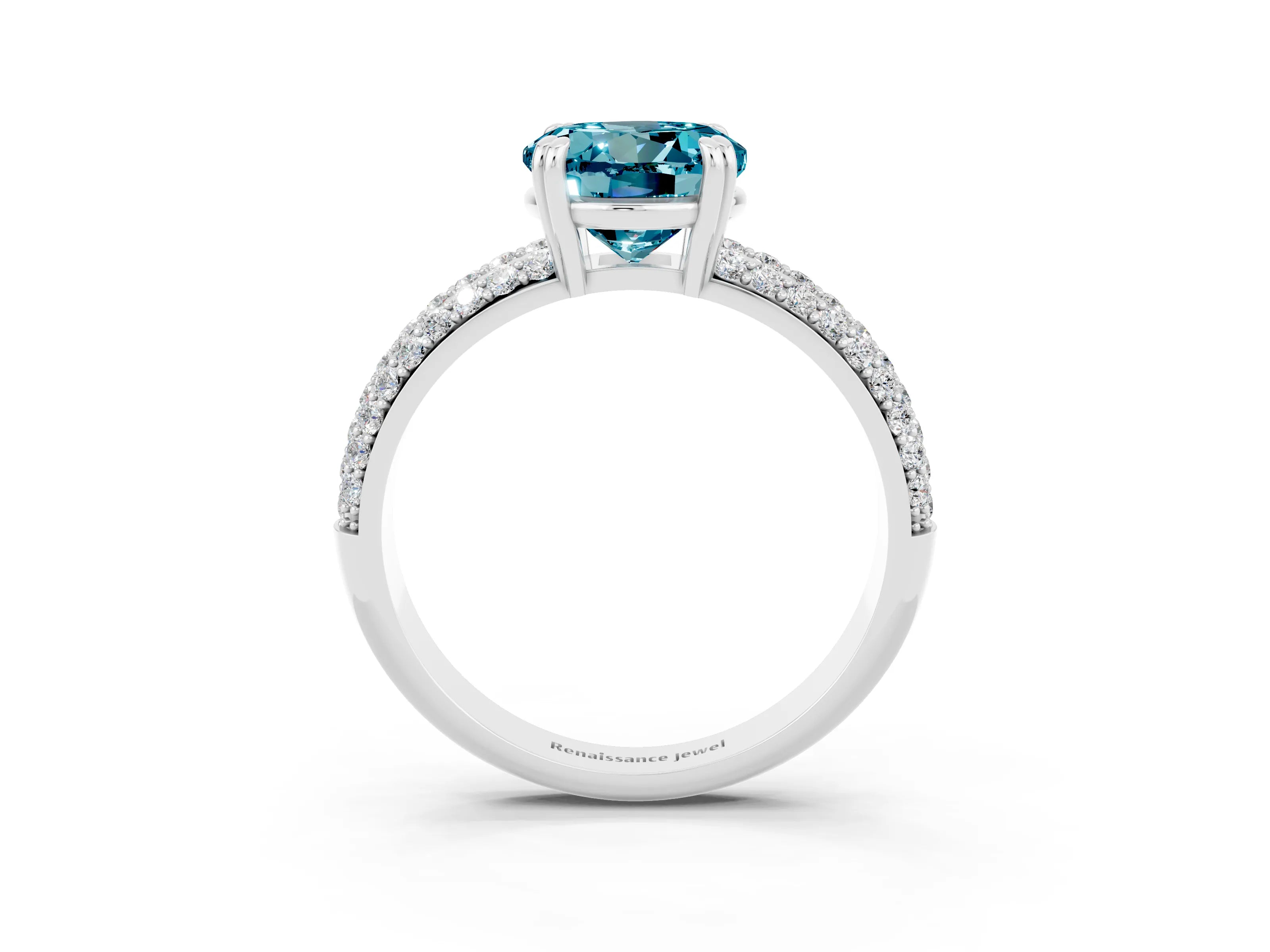 White gold Round Cut Cut Diamond Milgrain Marquise Band with Prong Setting_3